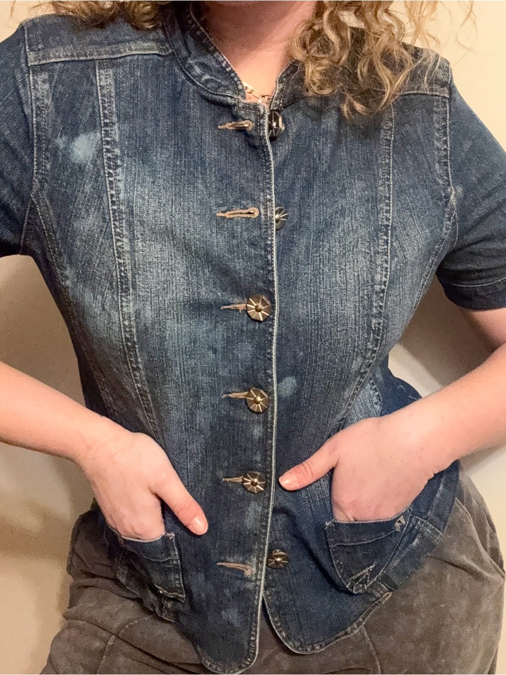 Women’s Dark Blue Denim Jacket - Classic Button Front